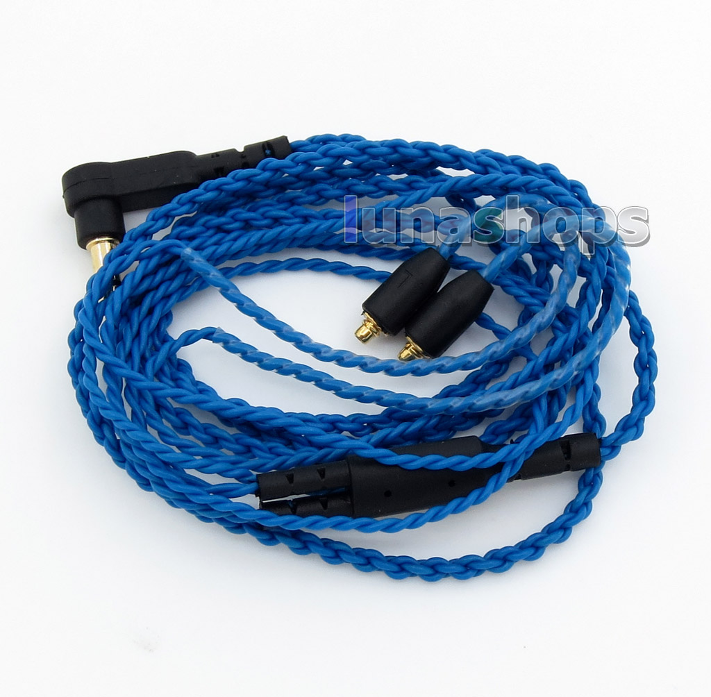 Blue Black L shape 3.5mm Plug OFC PVC Cable For Shure SE215 SE315 SE425 SE535 SE846