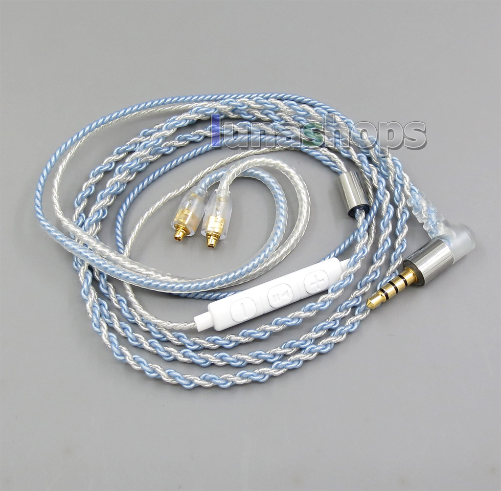 1.2m GY-Seiris 5N OCC Silver Mic Remote Volume PVC Cable For MMCX Shure se846 se535 se425 se315 se215