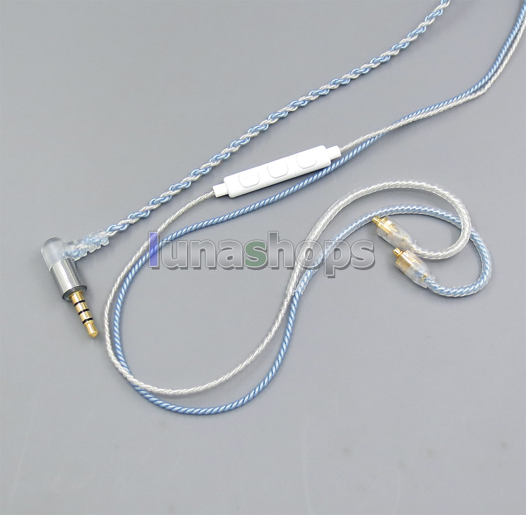 1.2m GY-Seiris 5N OCC Silver Mic Remote Volume PVC Cable For MMCX Shure se846 se535 se425 se315 se215