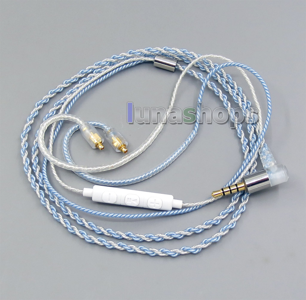 1.2m GY-Seiris 5N OCC Silver Mic Remote Volume PVC Cable For MMCX Shure se846 se535 se425 se315 se215