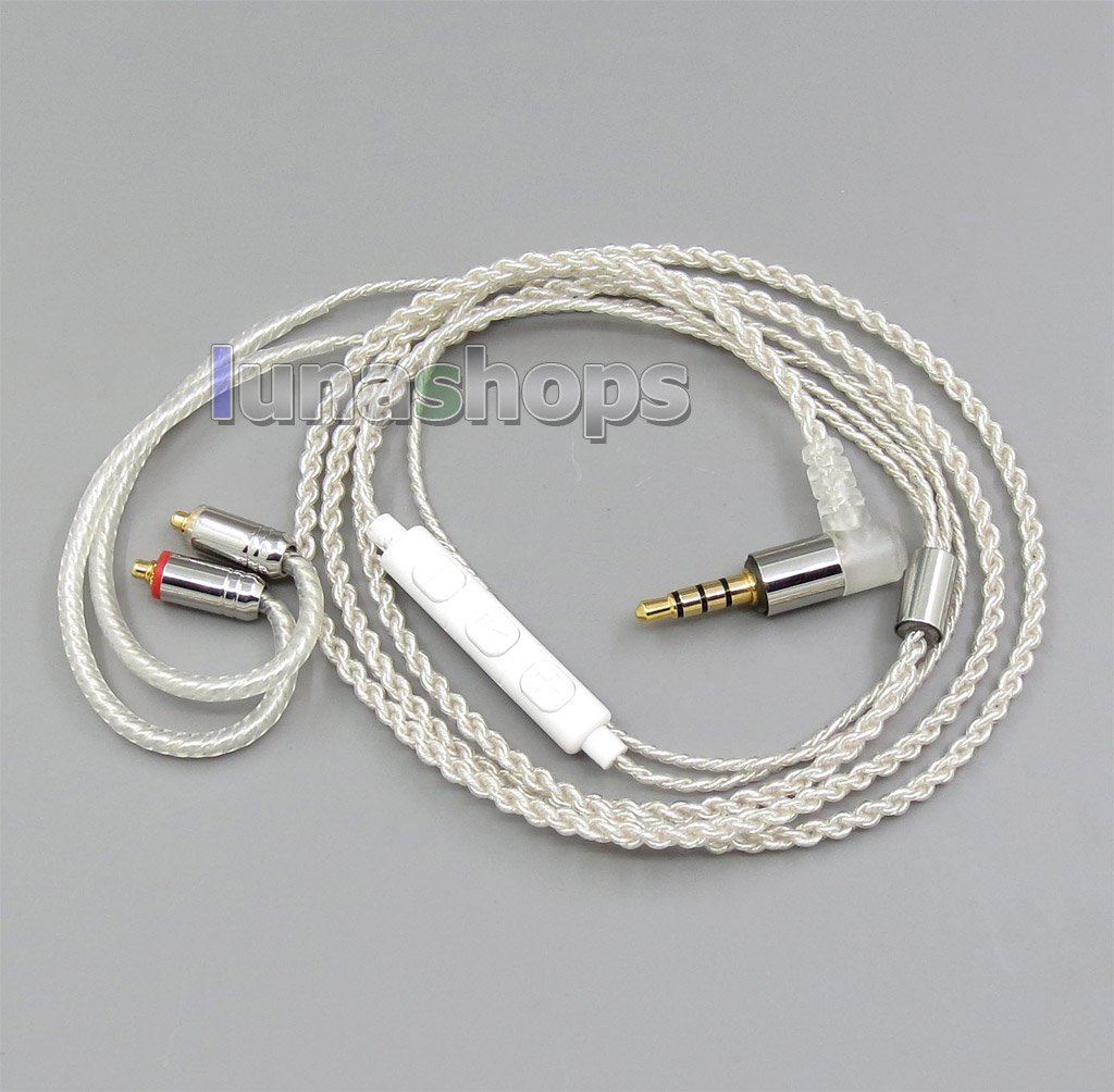 1.2m GY-Seiris 5N OCC Silver Mic Remote Volume PVC Cable For MMCX Shure se846 se535 se425 se315 se215