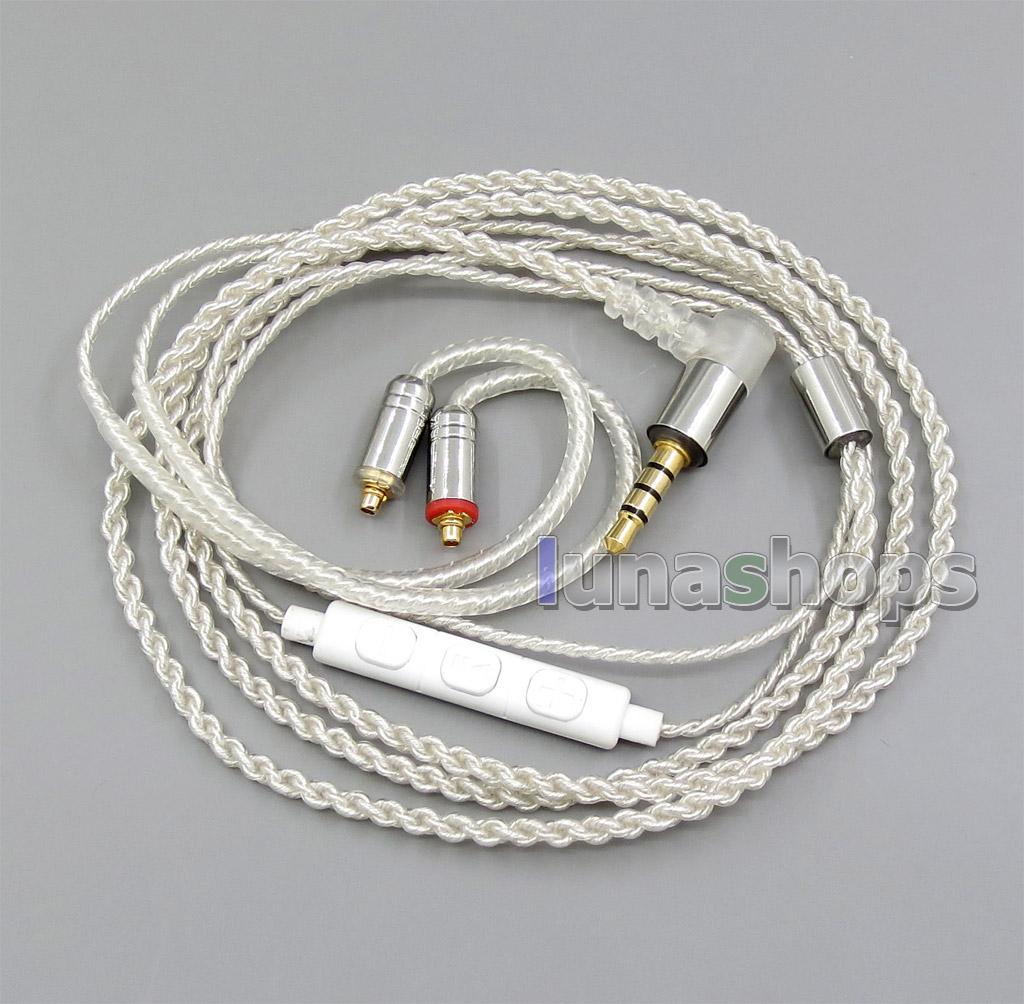 1.2m GY-Seiris 5N OCC Silver Mic Remote Volume PVC Cable For MMCX Shure se846 se535 se425 se315 se215