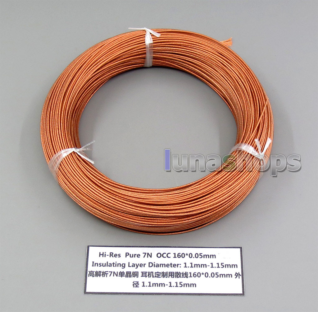 10m Hi-Res Pure 7N OCC 160+0.05mm Insulating Layer Earphone Headphone Bulk Wire Cable OD1.1-1.15mm