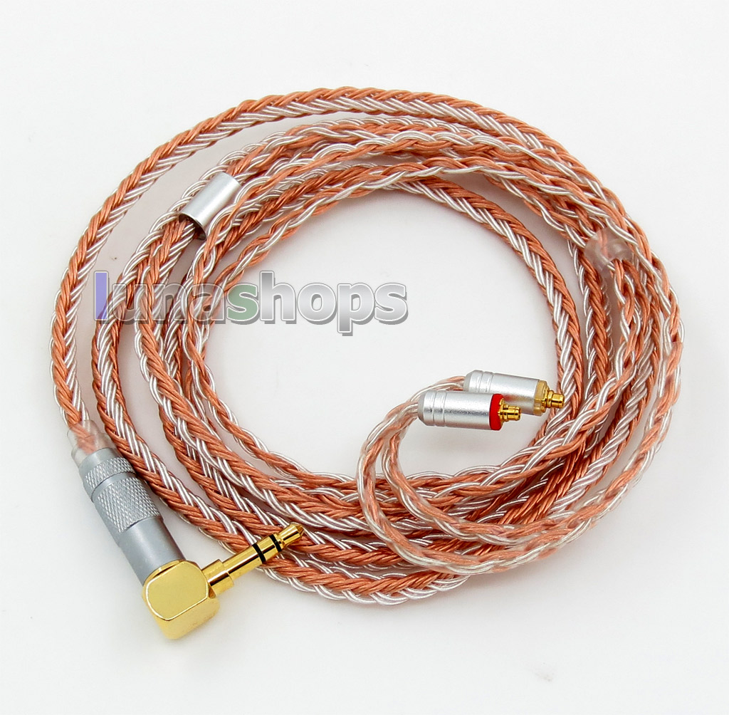 L Shape 3.5mm 16 Cores OCC Silver Plated Mixed Headphone Cable For Shure SE215 SE315 SE425 SE535 SE846
