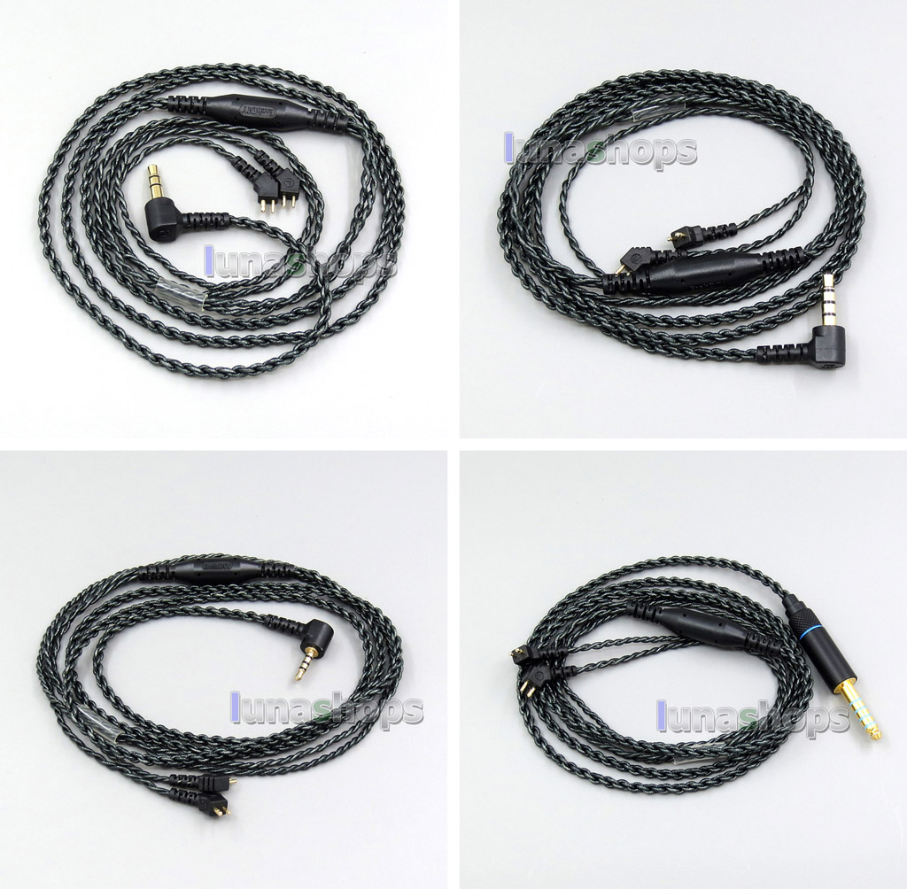 3.5mm 2.5mm 4.4mm Balanced 100 Ohm Silver Foiled Earphone Cable For Etymotic ER4B ER4PT ER4S ER6I ER4