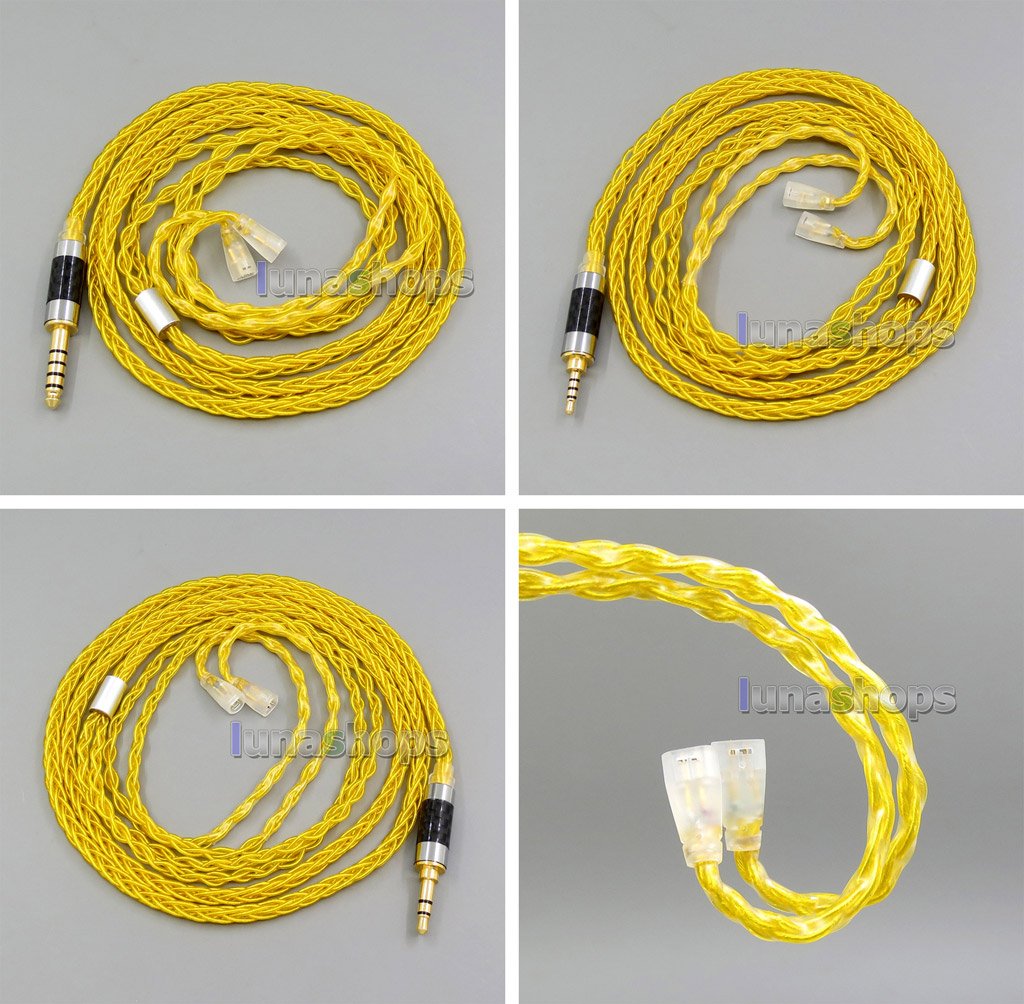 Gold 8 core 2.5 4.4 Balanced Pure Silver Plated Copper Earphone Cable For Sennheiser IE8 IE80 IE800 ie8i