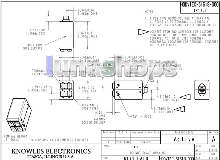 1pair HODVTEC-31618 Balanced Armature Driver Earphone Speaker For Knowles UE JH In-Ear Monitor IEMs Noise Cancelling