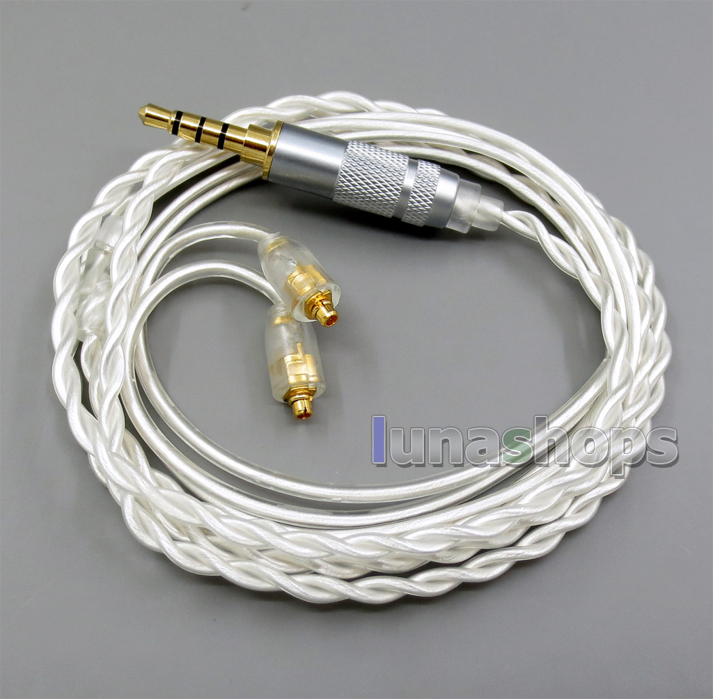 3.5mm Balanced Pure Silver Shielding Earphone Cable For MMCX Plug Shure se535 se846 se215
