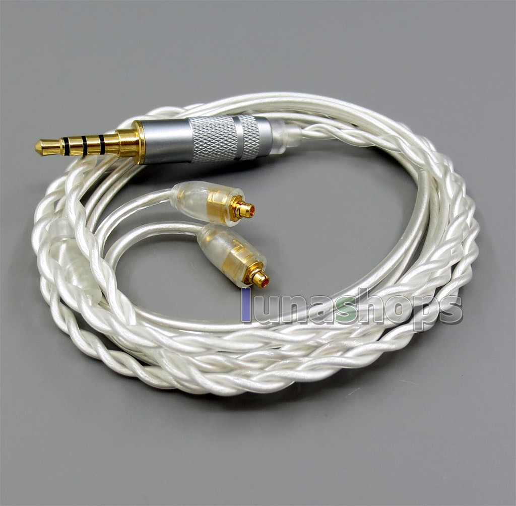 3.5mm Balanced Pure Silver Shielding Earphone Cable For MMCX Plug Shure se535 se846 se215