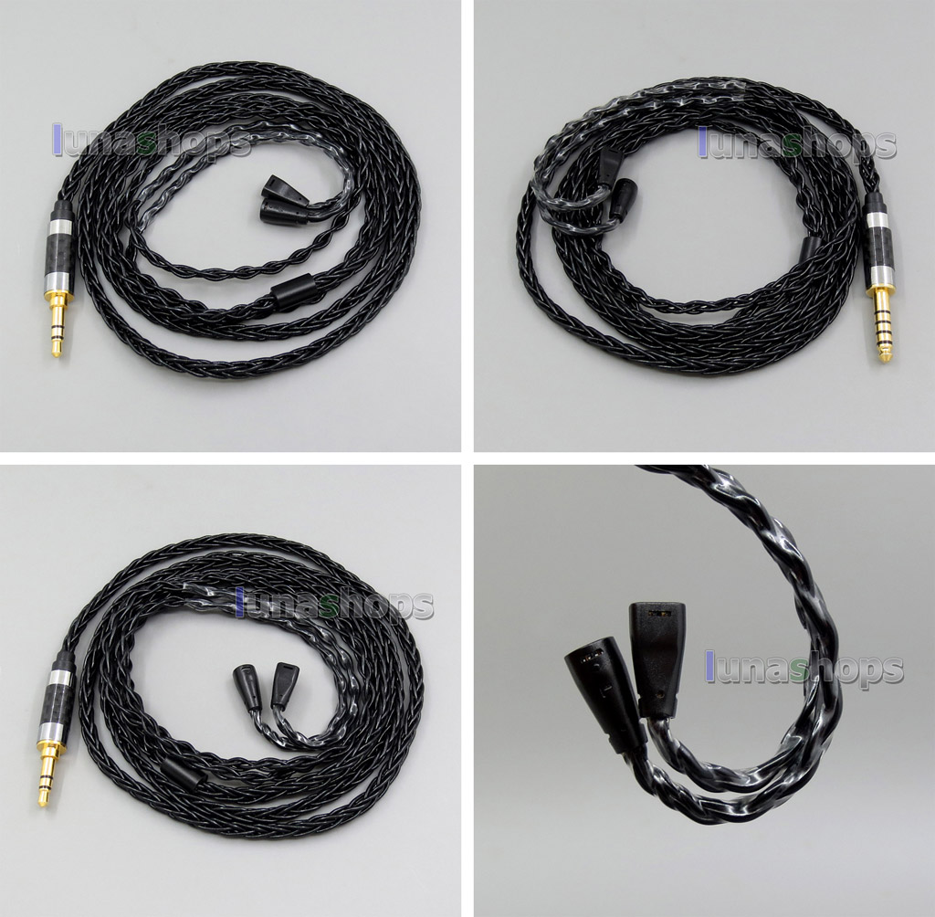 Black 8 core 2.5 4.4 Balanced MMCX Pure Silver Plated Earphone Cable For Sennheiser IE8 IE80 IE800 ie8i