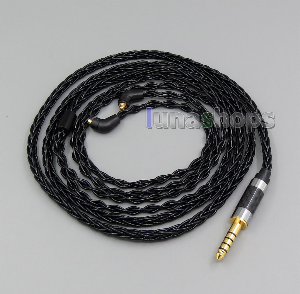 Black 8 core 2.5mm 3.5mm 4.4mm Balanced MMCX Pure Silver Plated Earphone Cable For Etymotic ER4 XR SR ER4SR ER4XR
