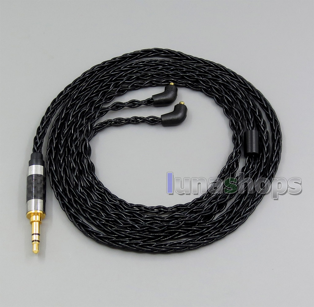 Black 8 core 2.5mm 3.5mm 4.4mm Balanced MMCX Pure Silver Plated Earphone Cable For Etymotic ER4 XR SR ER4SR ER4XR