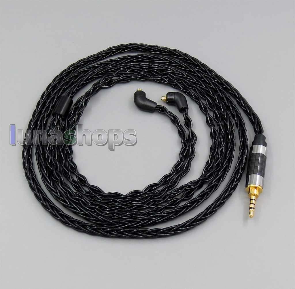 Black 8 core 2.5mm 3.5mm 4.4mm Balanced MMCX Pure Silver Plated Earphone Cable For Etymotic ER4 XR SR ER4SR ER4XR