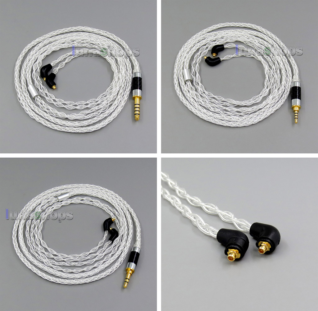 8 core 2.5mm 3.5mm 4.4mm Pure Silver Plated OCC Earphone Cable For Etymotic ER4 XR SR ER4SR ER4XR