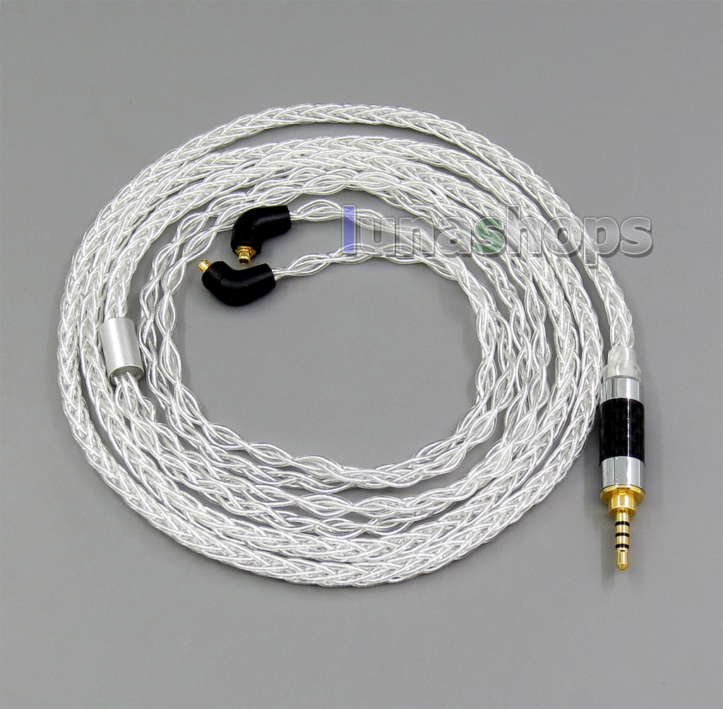 8 core 2.5mm 3.5mm 4.4mm Pure Silver Plated OCC Earphone Cable For Etymotic ER4 XR SR ER4SR ER4XR