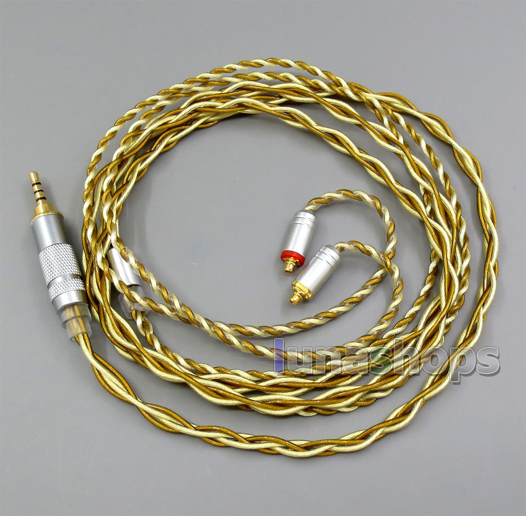 Extremely Soft 7N OCC Pure Silver + Gold Plated Mixed Earphone Cable For Shure se535 se846 se425 se215 MMCX