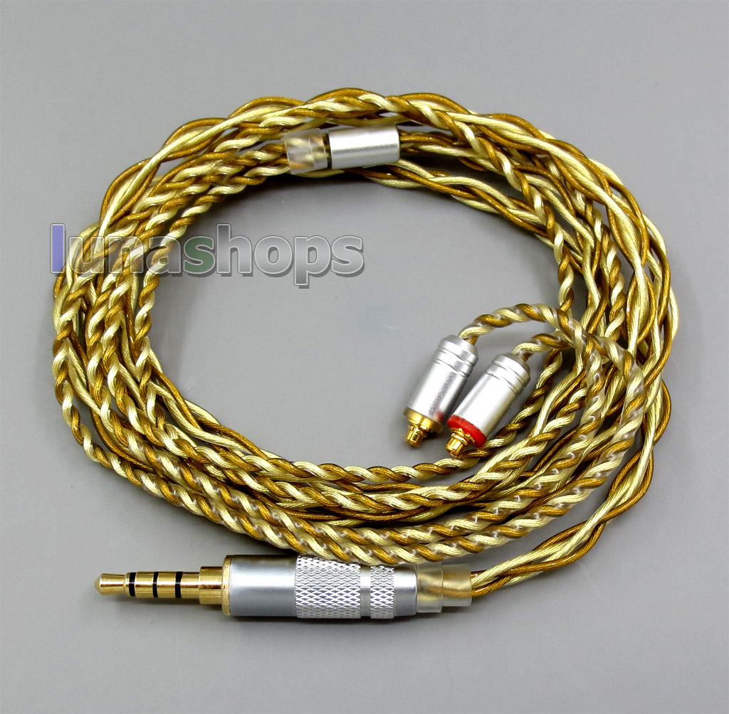 Extremely Soft 7N OCC Pure Silver + Gold Plated Mixed Earphone Cable For Shure se535 se846 se425 se215 MMCX