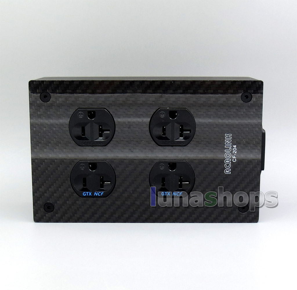 Acrolink CF-204 Carbon fiber panels 4 Ports Power Socket Strip Rhodium Plated