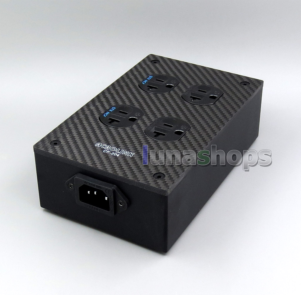 Acrolink CF-204 Carbon fiber panels 4 Ports Power Socket Strip Rhodium Plated