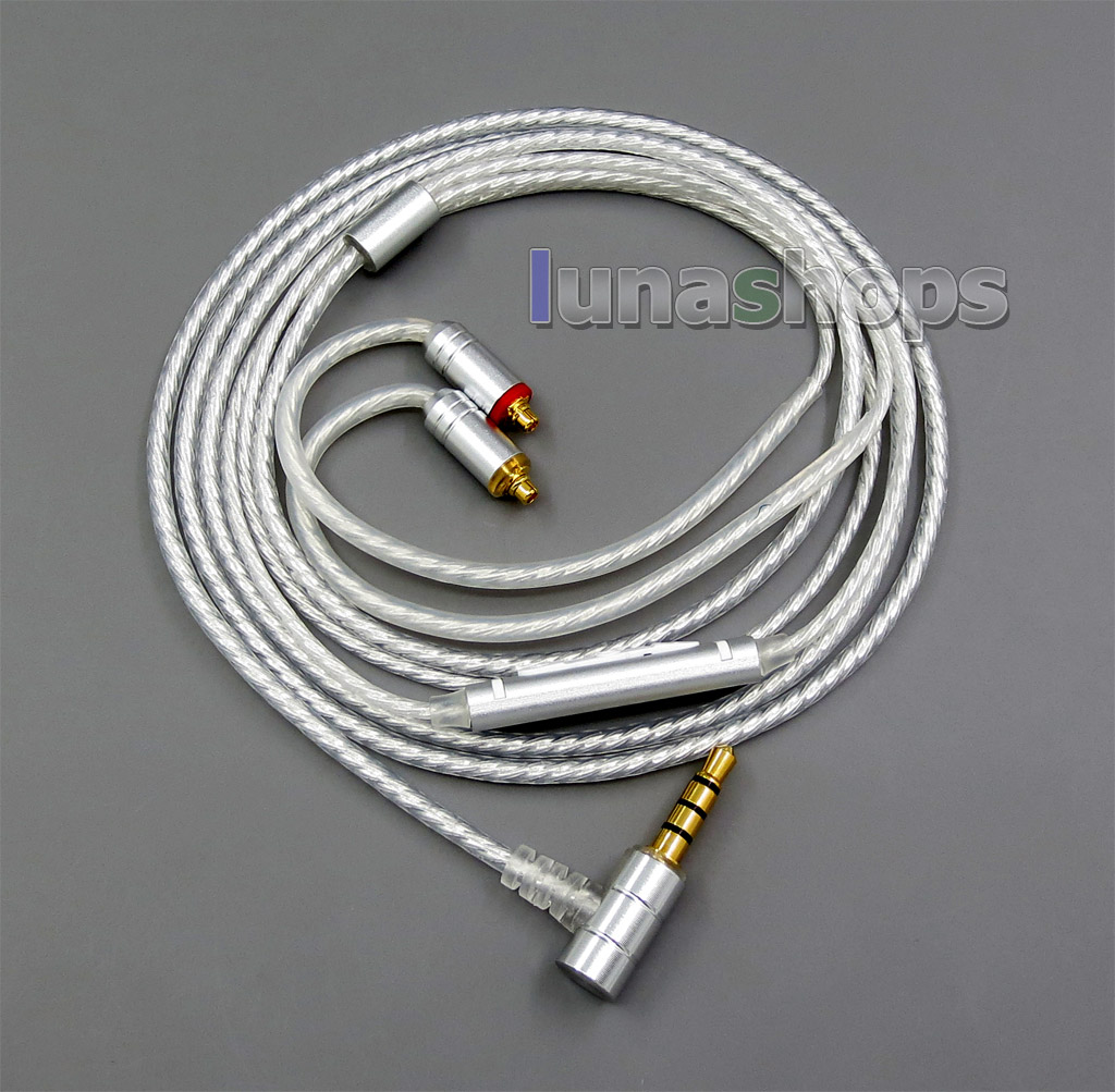 Shielding Mic Remote Pure Silver Plated Earphone Cable For Shure se535 se846 5 6 8 BA Armature MMCX