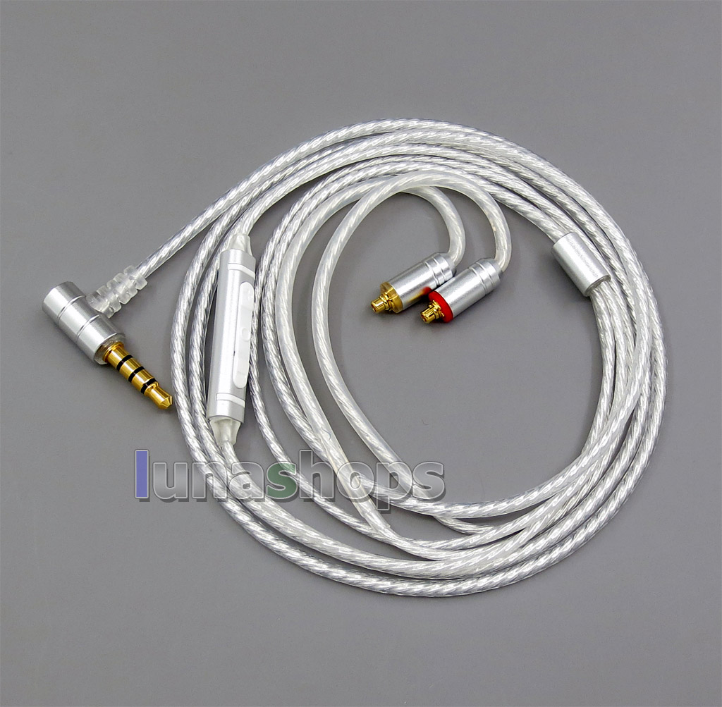 Shielding Mic Remote Pure Silver Plated Earphone Cable For Shure se535 se846 5 6 8 BA Armature MMCX