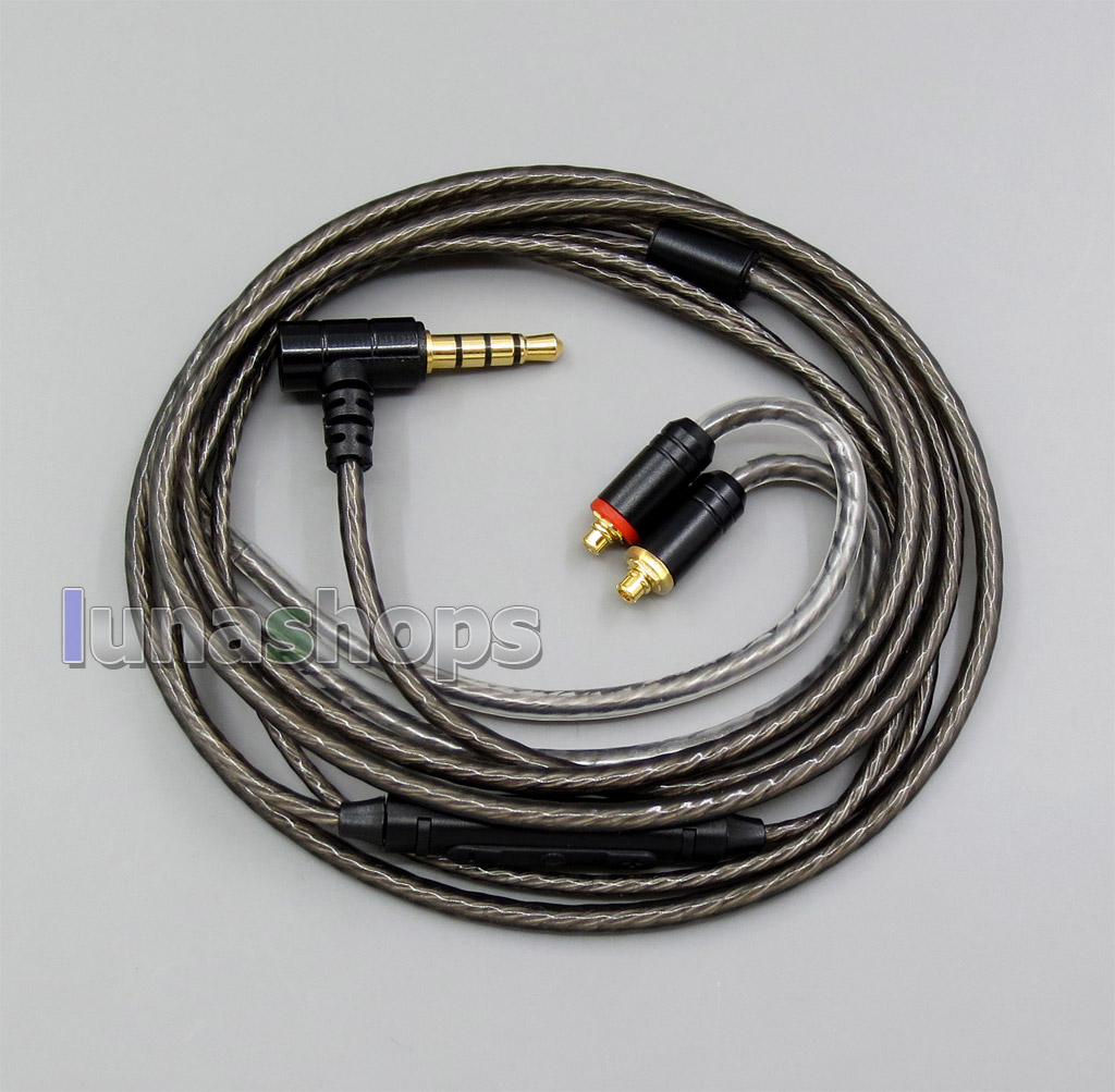 Shielding Mic Remote Pure Silver Plated Earphone Cable For Shure se535 se846 5 6 8 BA Armature MMCX