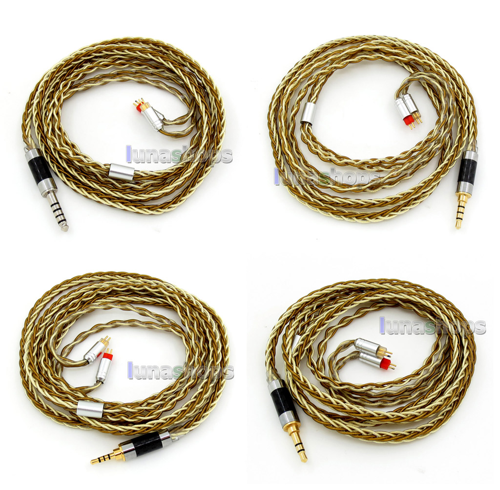 Balanced Pure Silver Gold Plated 8 Cores Cable For 0.78mm pin W4r UM3x 1964 UM Etc. Custom Earphone