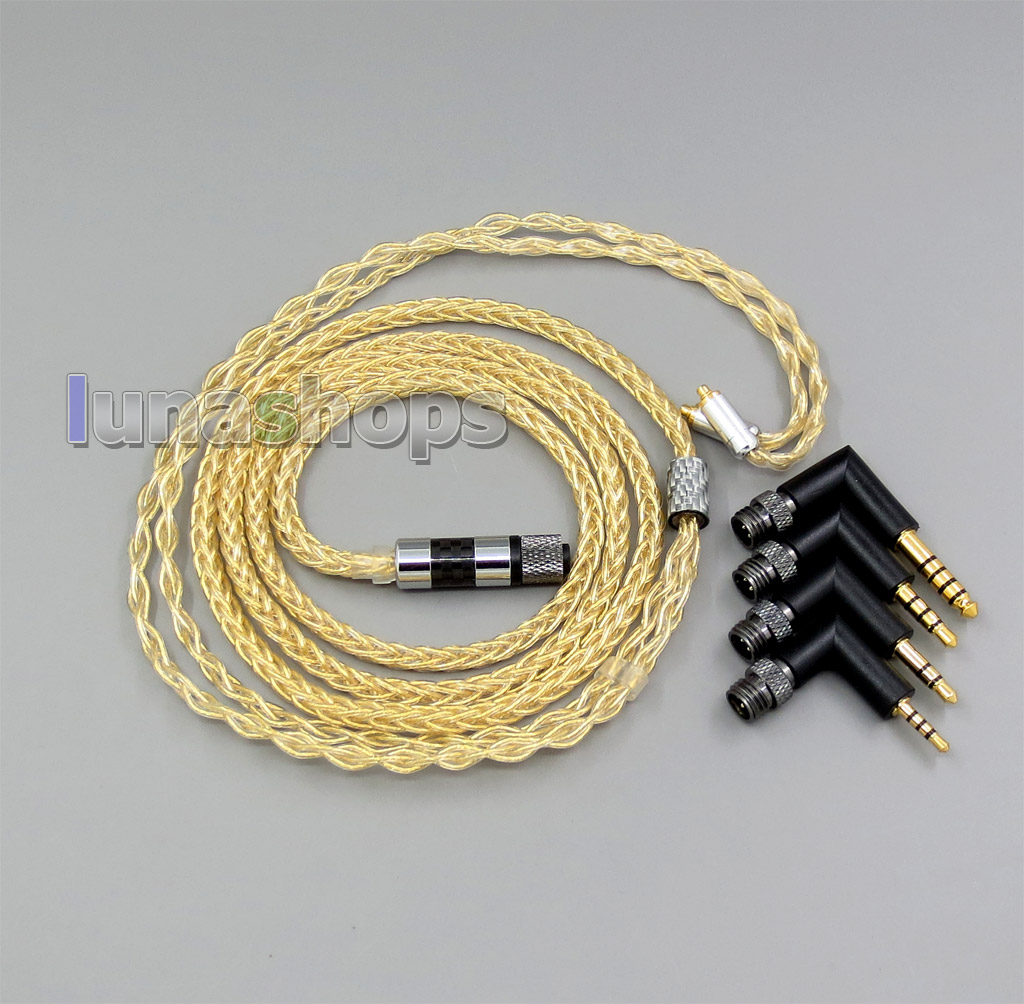 4 in 1 Plug 8 cores 99.99% Pure Silver + Gold Plated Earphone Cable  For Shure se535 se846 MMCX 5 6 8 10 12 20 BA 
