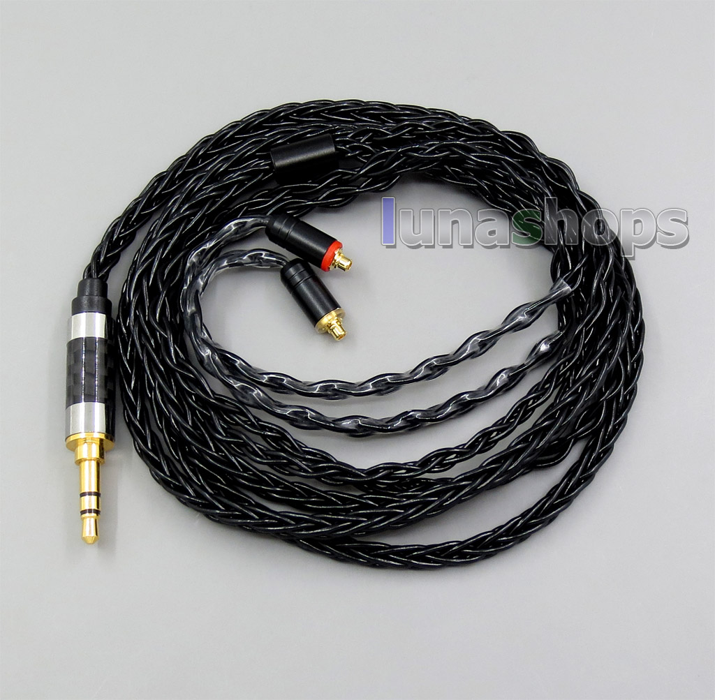 Black 8 core 2.5mm 3.5mm 4.4mm Balanced MMCX Pure Silver Plated Copper Earphone Cable For SE535 SE846 Se215 Custom 5 12 BA