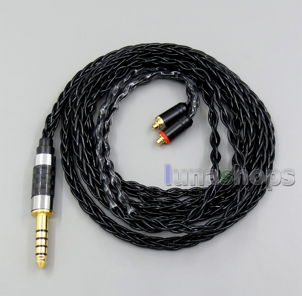 Black 8 core 2.5mm 3.5mm 4.4mm Balanced MMCX Pure Silver Plated Copper Earphone Cable For SE535 SE846 Se215 Custom 5 12 BA