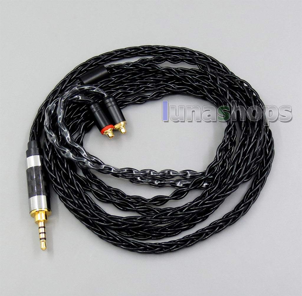 Black 8 core 2.5mm 3.5mm 4.4mm Balanced MMCX Pure Silver Plated Copper Earphone Cable For SE535 SE846 Se215 Custom 5 12 BA