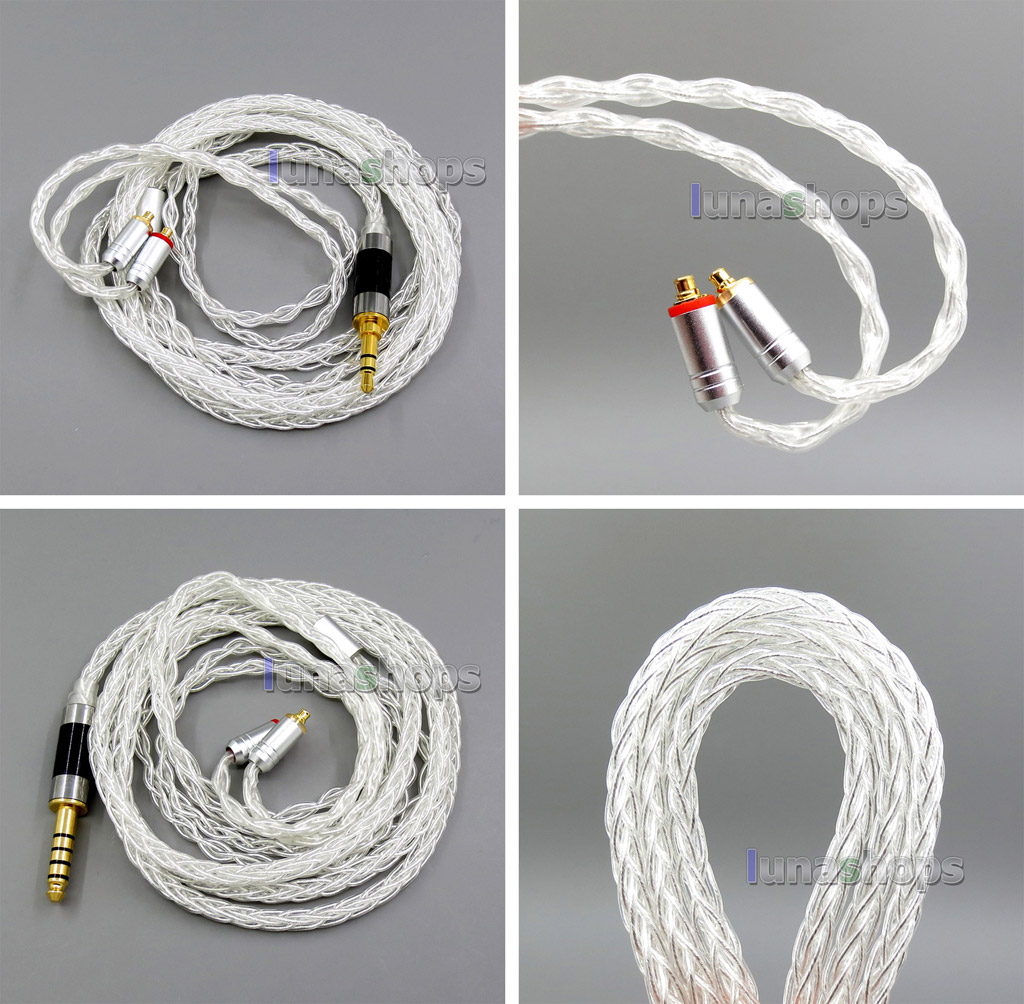 8 core 2.5mm 3.5mm 4.4mm Balanced MMCX  Pure Silver Plated OCC Earphone Cable For SE535 SE846 Se215 Custom 5 BA