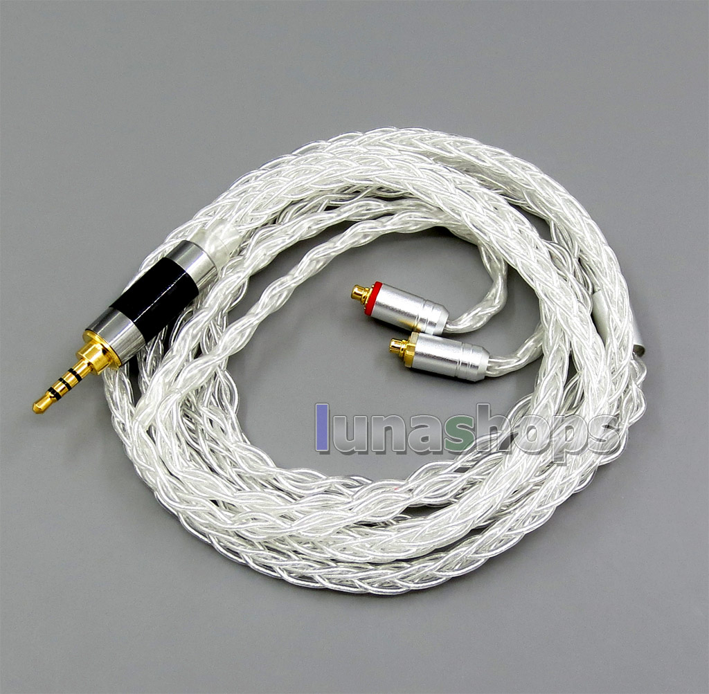 8 core 2.5mm 3.5mm 4.4mm Balanced MMCX  Pure Silver Plated OCC Earphone Cable For SE535 SE846 Se215 Custom 5 BA