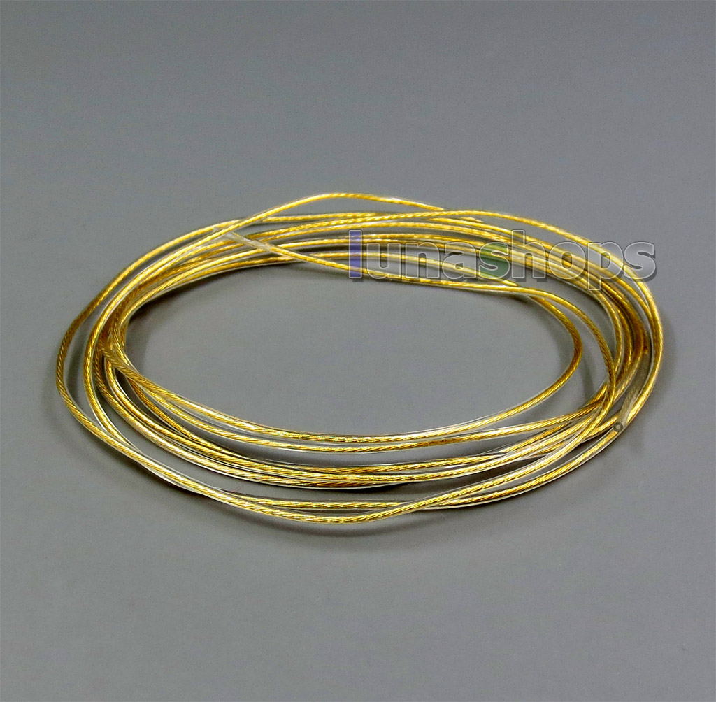 10m 8*(7*0.14mm) 99.99% Pure Silver + Gold Plated Earphone DIY Custom Cable (Not  )8*1.15mm OD:4mm