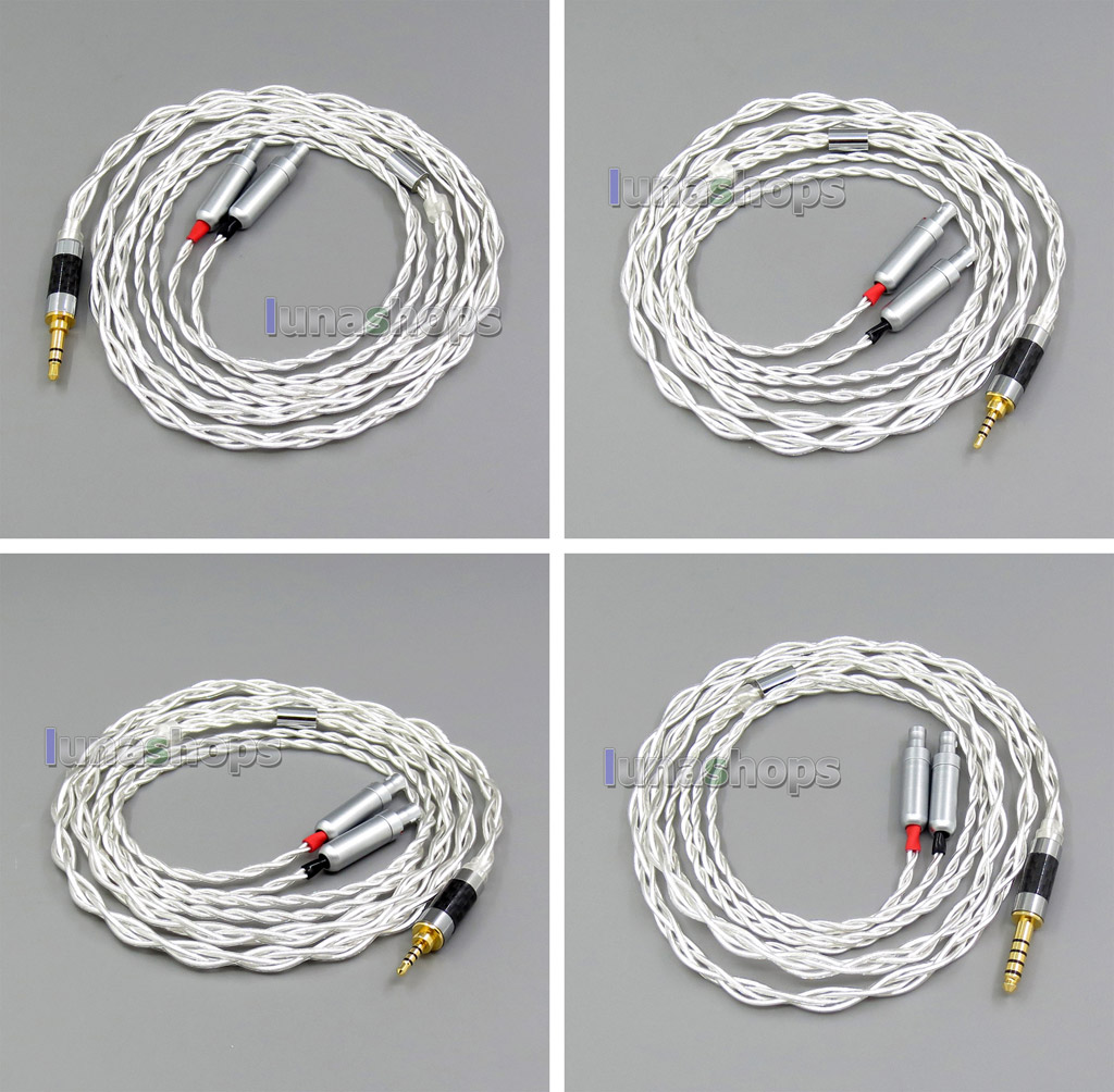 2.5mm 3.5mm 4.4mm 4 Cores Pure Silver Shielding Headphone Cable For Sennheiser HD800 HD800s