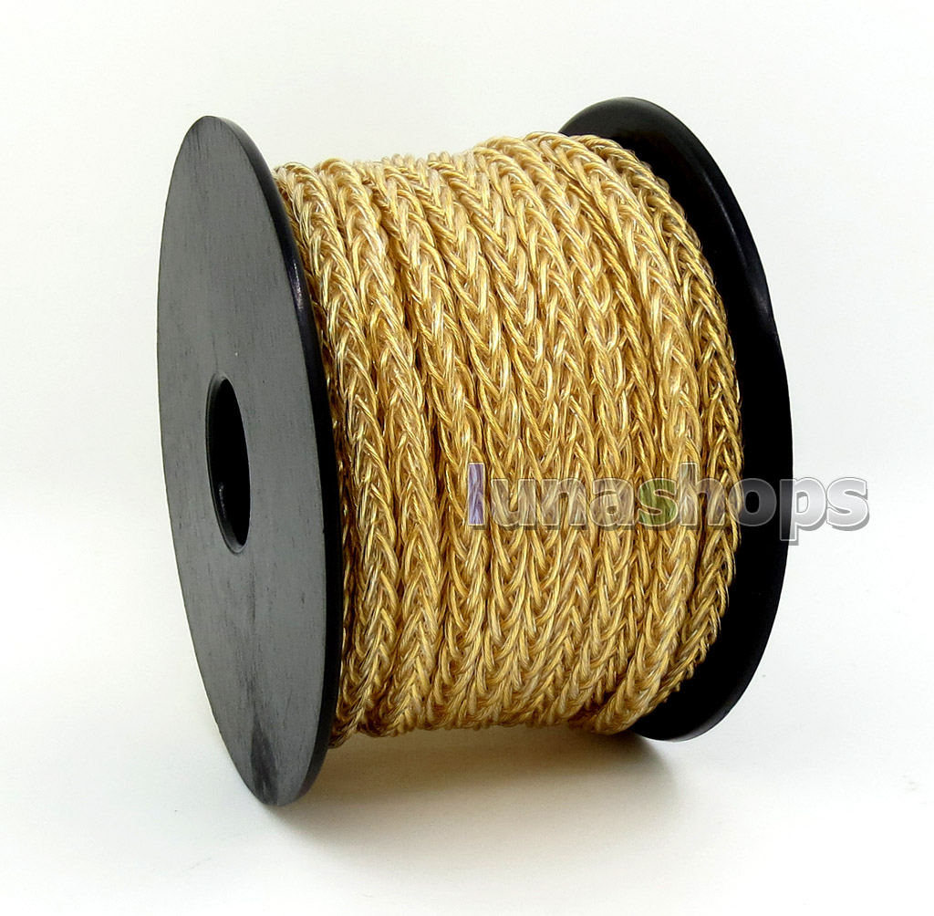 50m 8*(7*0.14mm) 8 Cores 99.99% Pure Silver + Gold Plated Earphone DIY Custom Cable (Not  )8*1.15mm OD:4mm