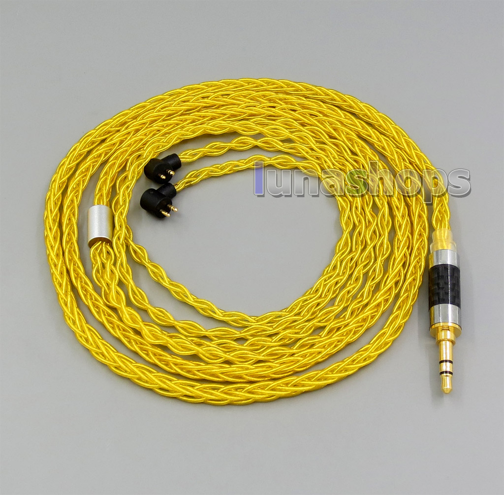 Gold 8 core 2.5mm 3.5mm 4.4mm Balanced MMCX Pure Silver Plated Earphone Cable For Etymotic ER4B ER4PT ER4S ER6I ER4