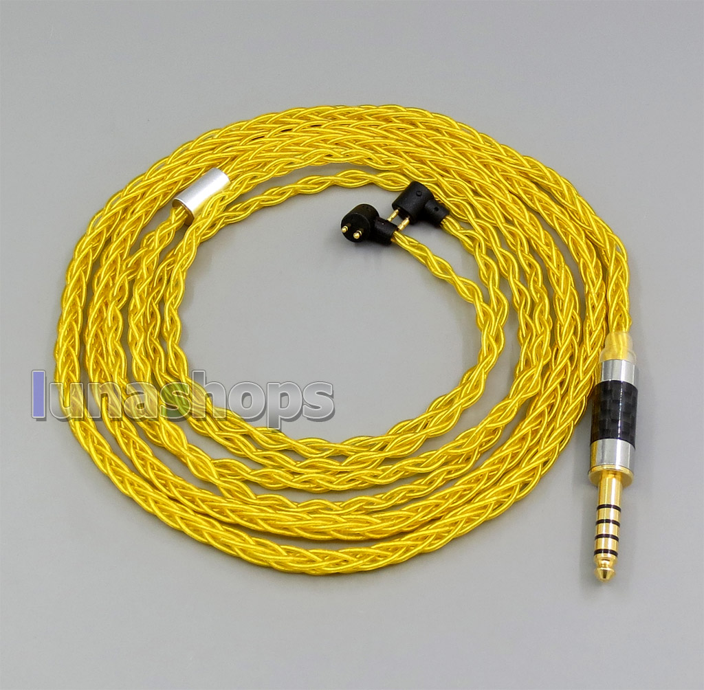 Gold 8 core 2.5mm 3.5mm 4.4mm Balanced MMCX Pure Silver Plated Earphone Cable For Etymotic ER4B ER4PT ER4S ER6I ER4
