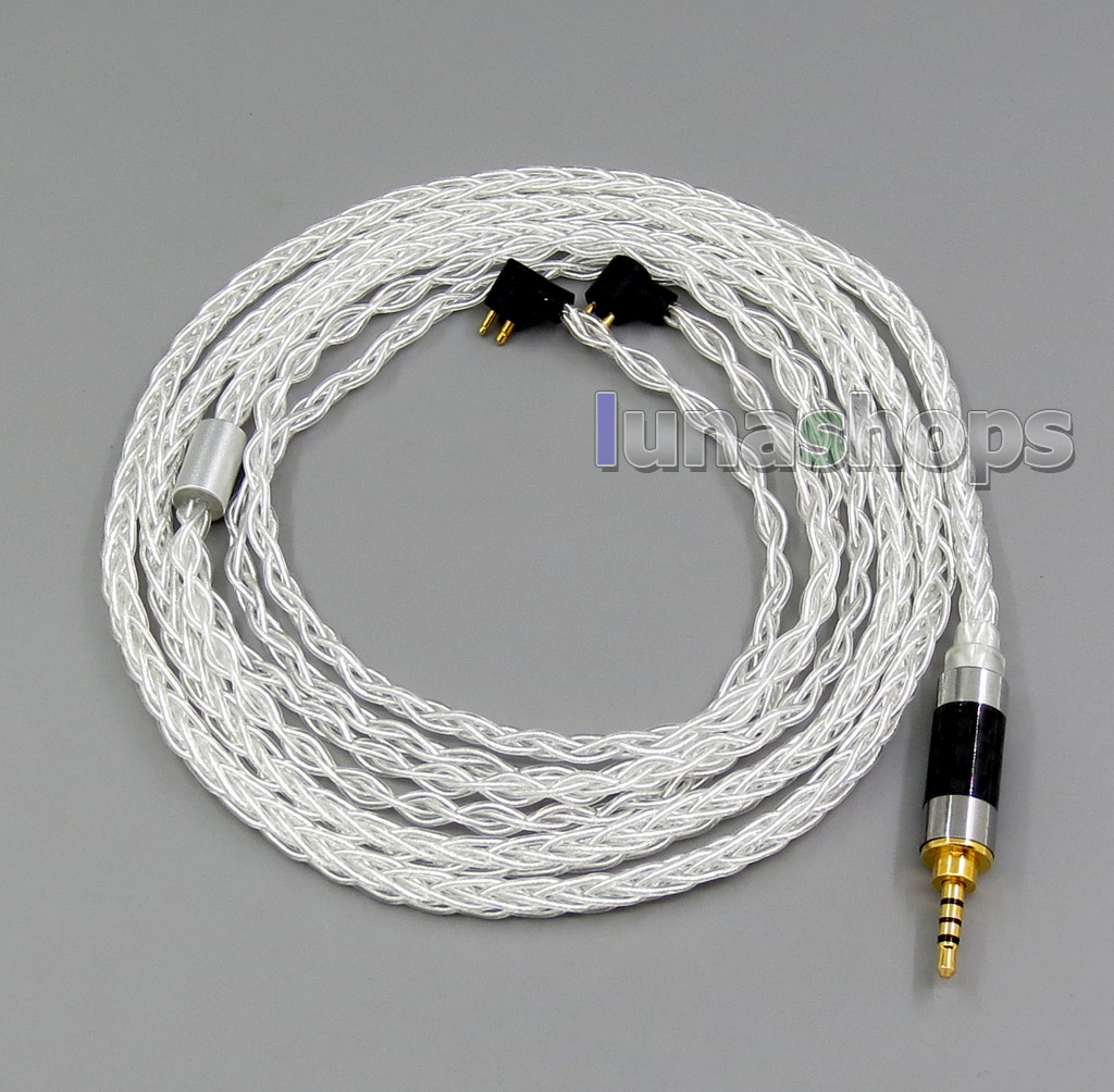 8 core 2.5mm 3.5mm 4.4mm Pure Silver Plated OCC Earphone Cable For Etymotic ER4B ER4PT ER4S ER6I ER4