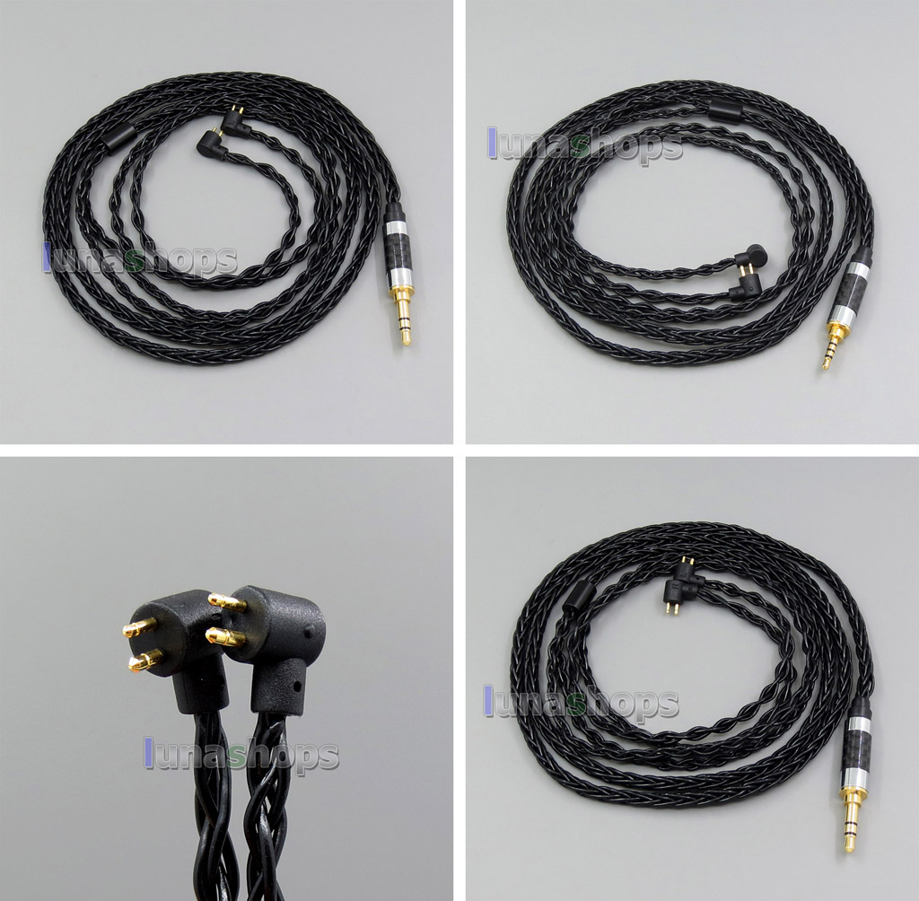 Black 8 core 2.5mm 4.4mm Balanced MMCX Pure OCC Earphone Cable For Etymotic ER4B ER4PT ER4S ER6I ER4