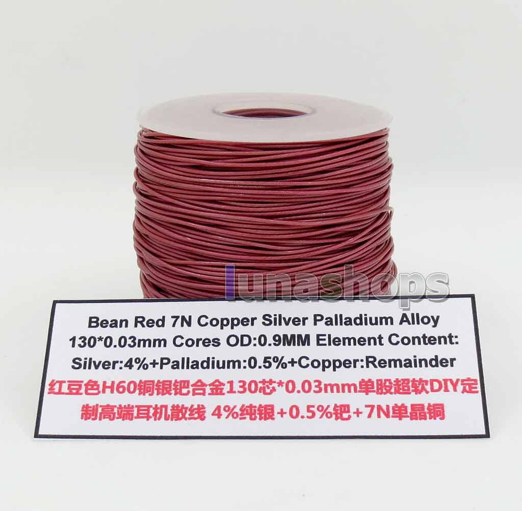 Bean Red 7N Copper Silver Palladium Alloy 130*0.03mm Cores OD:0.9mm Element Content Silver4%+Palladium0.5% + Copper