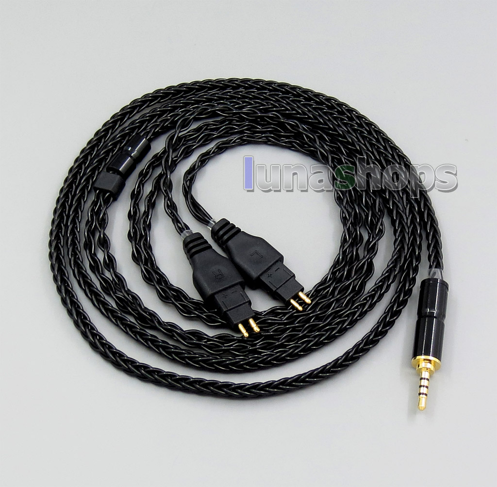 3.5mm 2.5mm 4.4mm 8 Core Black Balanced Pure Silver Plated Earphone Cable For Sennheiser HD580 HD600 HD650 HD430 HD660S