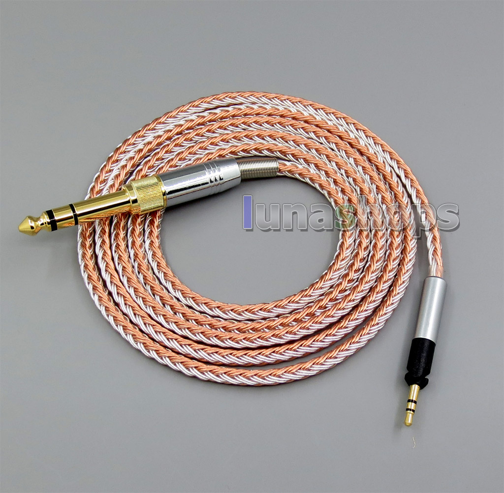 6.5mm 3.5mm 16 Cores OCC Silver Plated Mixed Headphone Cable For Sennheiser HD598 HD558 HD518 Over-Ear