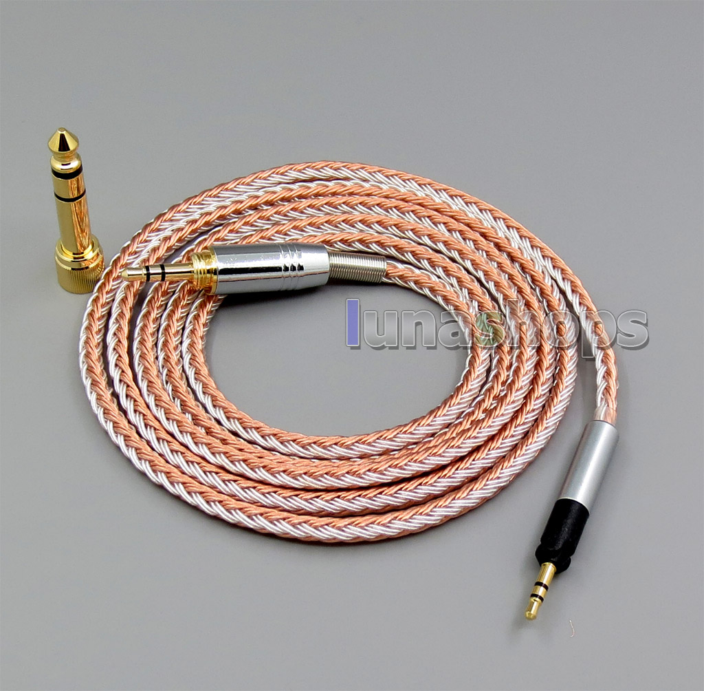 6.5mm 3.5mm 16 Cores OCC Silver Plated Mixed Headphone Cable For Sennheiser HD598 HD558 HD518 Over-Ear