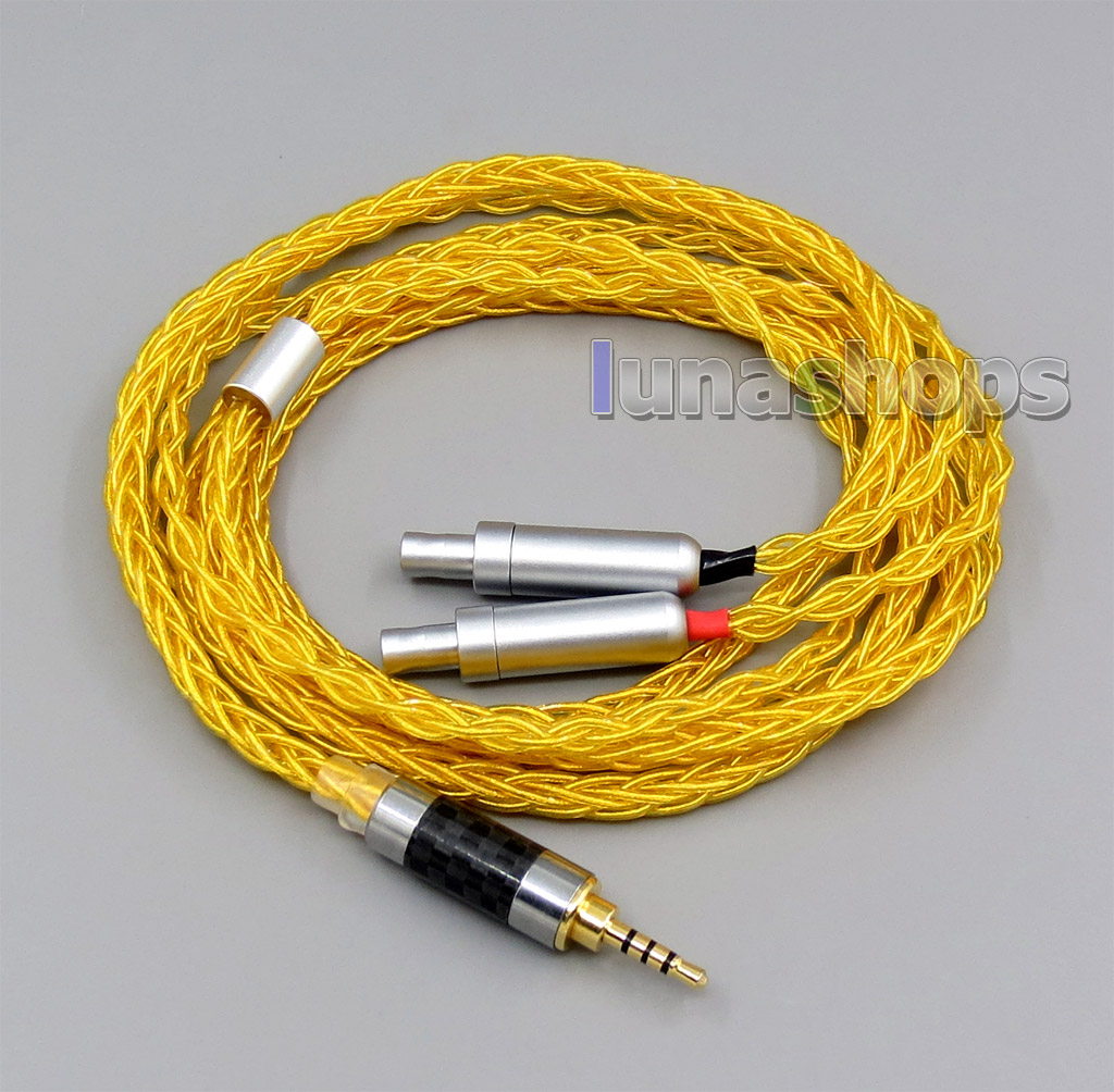 Gold 8 core 2.5mm 3.5mm 4.4mm Balanced  Pure Silver Plated Copper Earphone Cable For Sennheiser HD800 HD800s