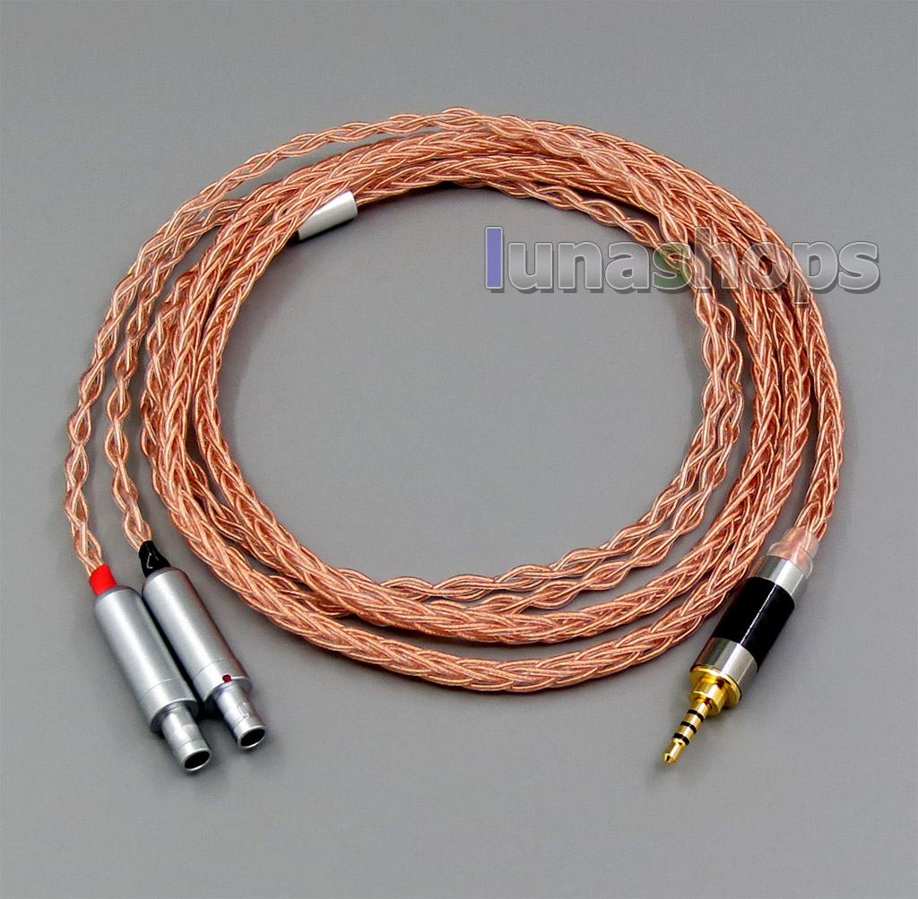 8 core 2.5mm 4.4mm Balanced MMCX  Pure OCC Copper Earphone Cable For Sennheiser HD800 HD800s