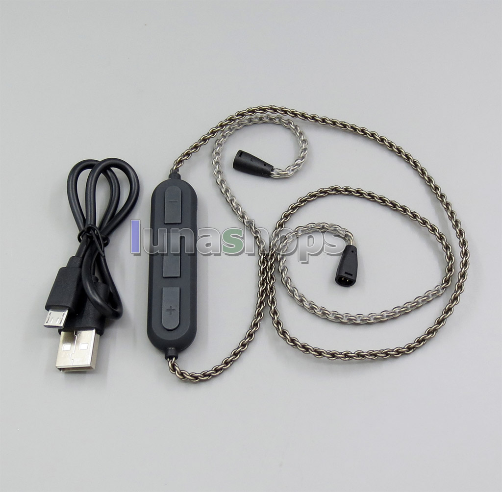 Silver OCC Bluetooth Wireless Earphone Cable For Sennheiser IE8 IE80 IE8i 5-6 Hours Playtime