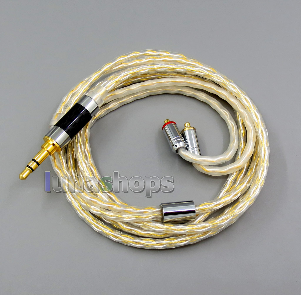 8 core 2.5mm 3.5mm 4.4mm Balanced MMCX  Pure OCC silver Gold Plated Earphone Cable For SE535 SE846 Se215 Custom 5 BA