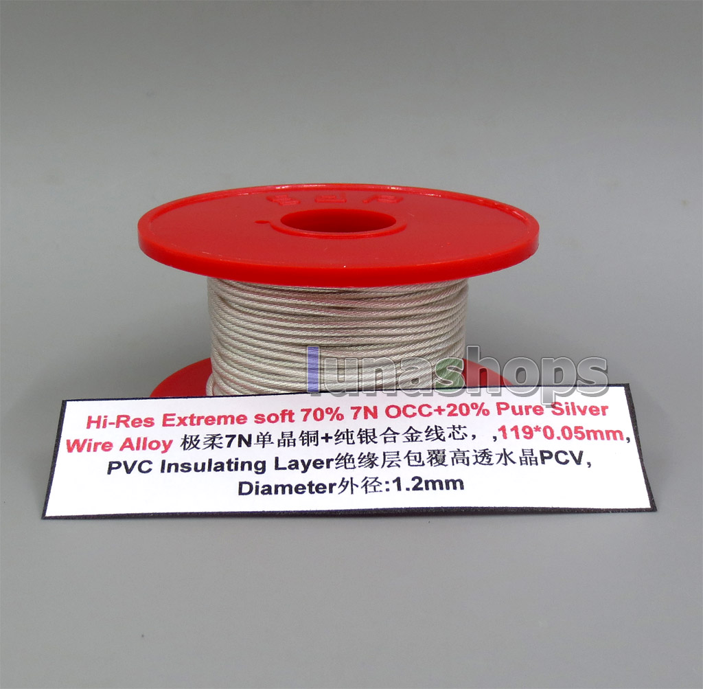 Hi-Res 119*0.05mm Bulk Extremely Soft 70% 7N OCC + 20% Pure Silver Earphone DIY Custom Cable(Not )