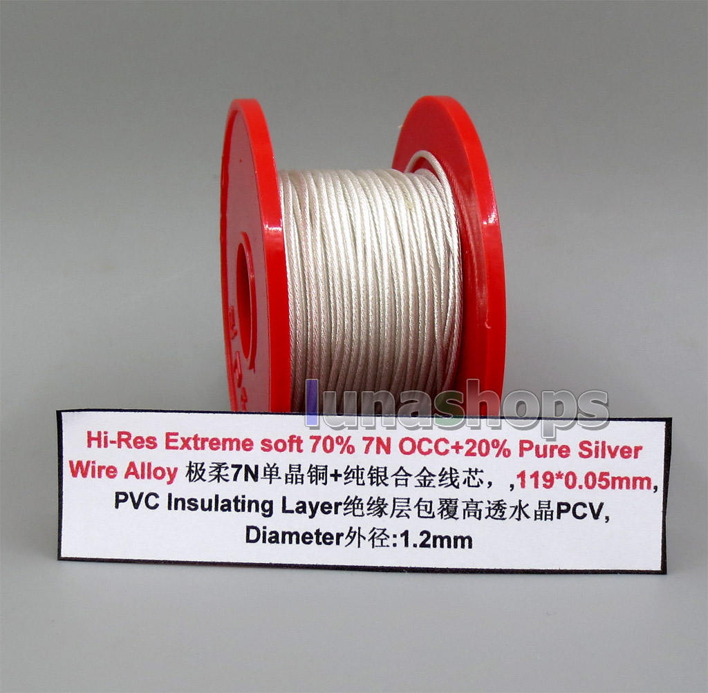 Hi-Res 119*0.05mm Bulk Extremely Soft 70% 7N OCC + 20% Pure Silver Earphone DIY Custom Cable(Not )